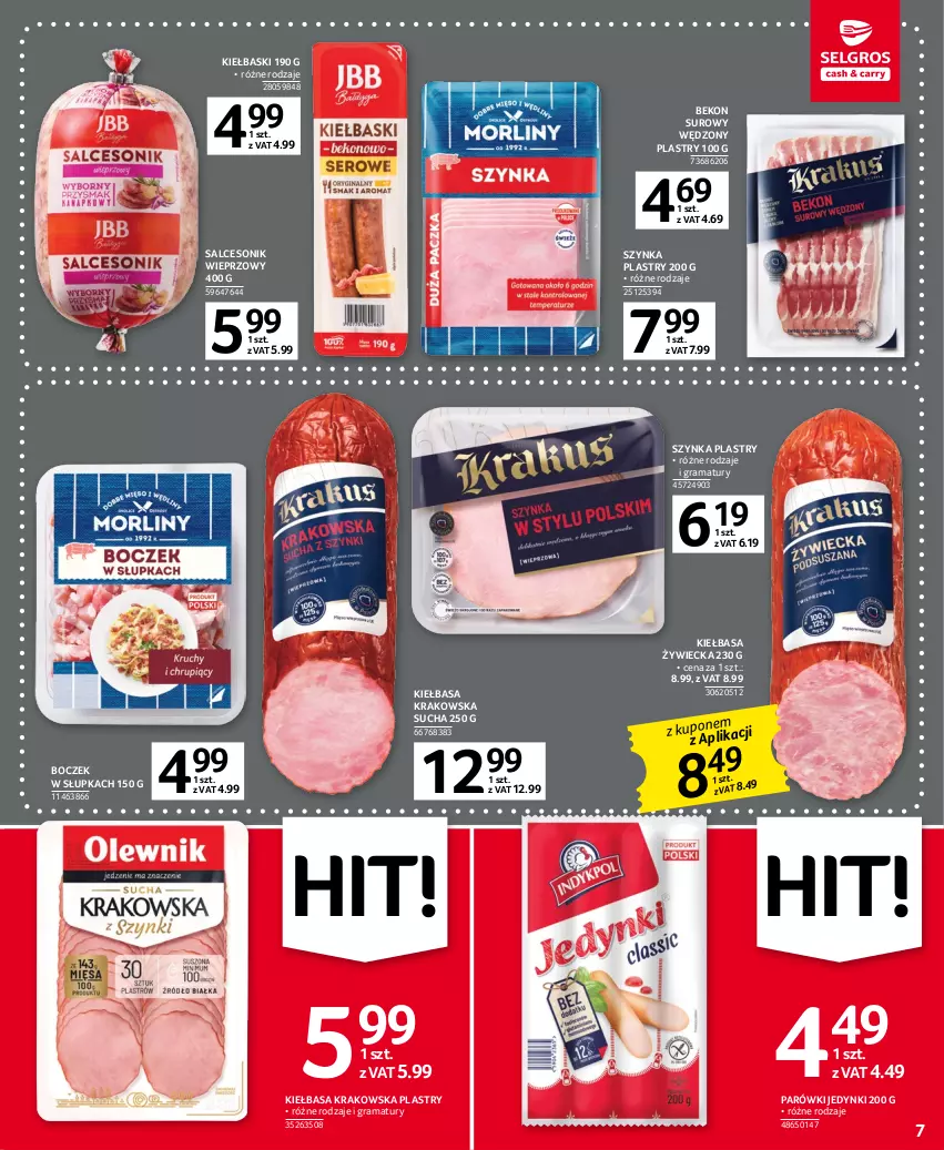 Gazetka promocyjna Selgros - Oferta spożywcza - ważna 19.01 do 01.02.2023 - strona 7 - produkty: Beko, Boczek, Gra, Kiełbasa, Kiełbasa krakowska, Parówki, Rama, Salceson, Szynka