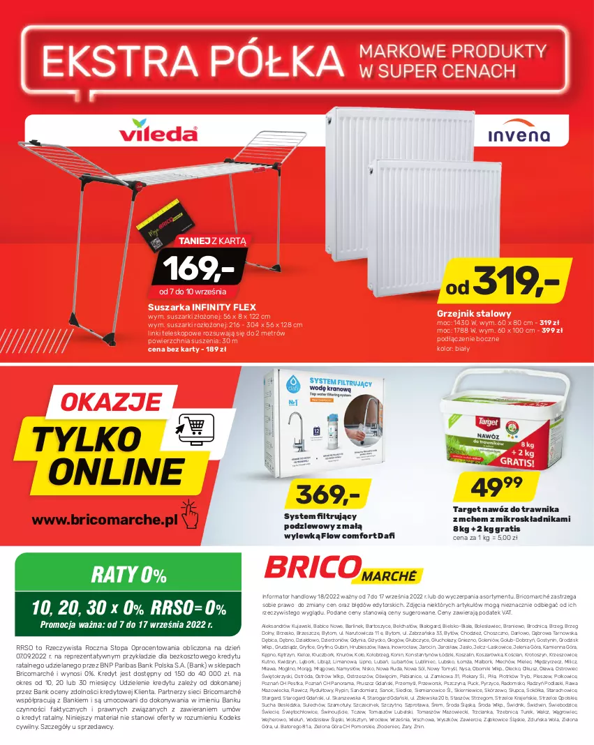 Gazetka promocyjna Bricomarche - Gazetka - ważna 07.09 do 17.09.2022 - strona 8 - produkty: BIC, Fa, Gra, Gry, Grzejnik, Grzejnik stalowy, Kosz, Kujawski, Namysłów, Nawóz, Podlaski, Rama, Sok, Sokół, Sól, Sprzedawcy, Suszarka, Suszarki, Szal, Szprot, Teleskop, Top, Wino, Zlew