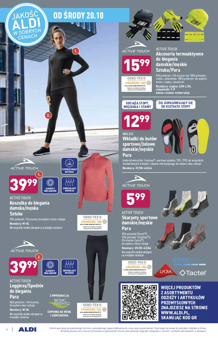 Gazetka promocyjna Aldi - ważna 20.10 do 23.10.2021 - strona 6 - produkty: Czapka, Gin, Karp, Kosz, Koszulka, Legginsy, Olma, Por, Siatka, Spodnie, Sport, Top, Wkładki