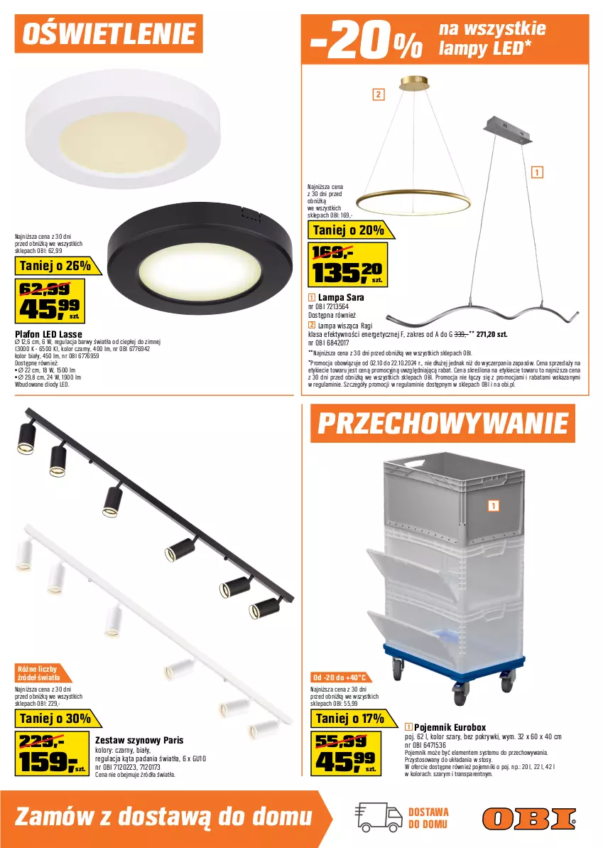 Gazetka promocyjna Obi - Gazetka OBI - ważna 02.10 do 22.10.2024 - strona 7 - produkty: Chryzantema, Dywan, Gra, Lampa, Lampa wisząca, Plafon, Plafon LED, Pojemnik, Tran, Zasłona