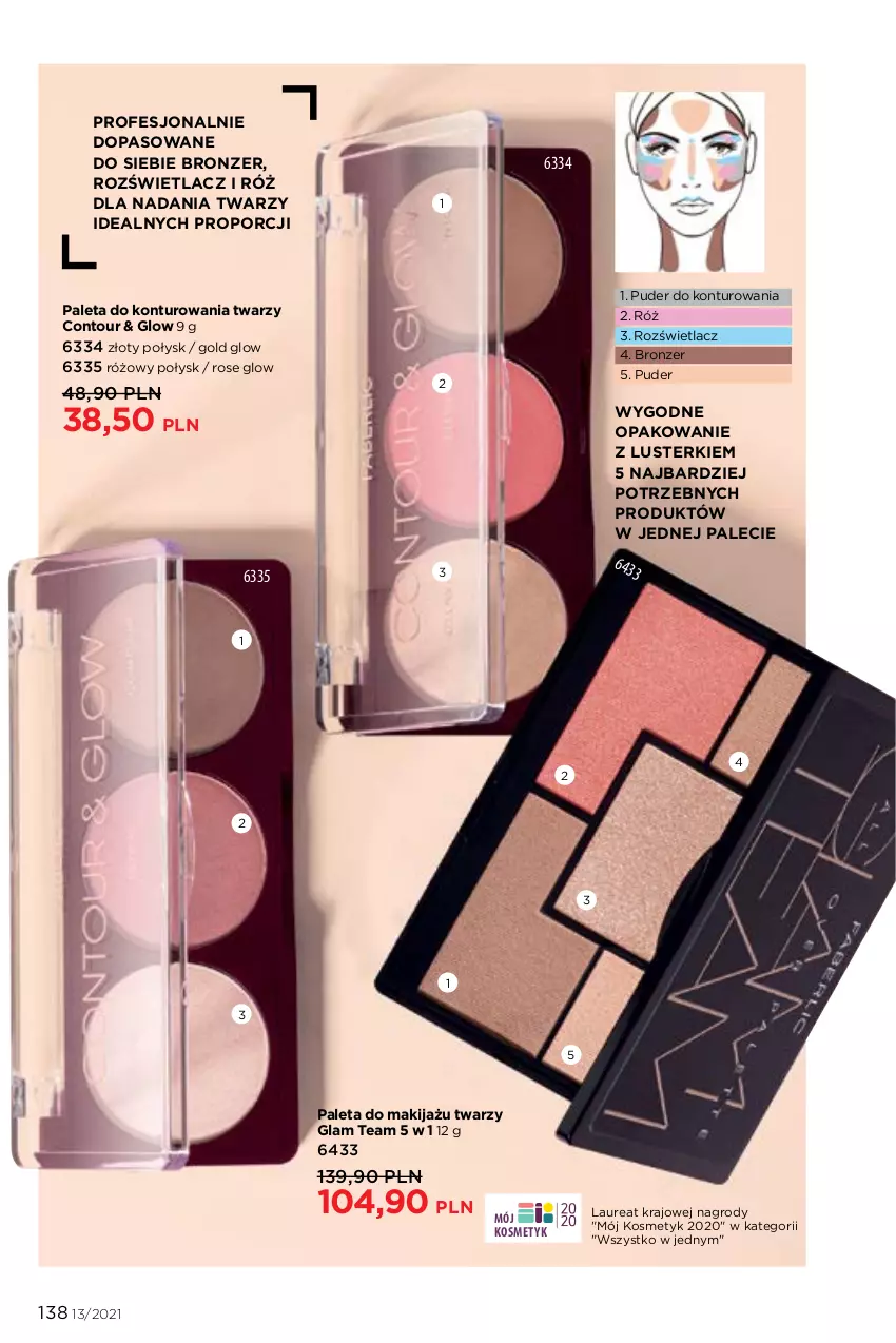 Gazetka promocyjna Faberlic - Gazetka - ważna 06.09 do 26.09.2021 - strona 138 - produkty: Bronzer, Laur, Makijaż, Paleta, Por, Puder, Rozświetlacz