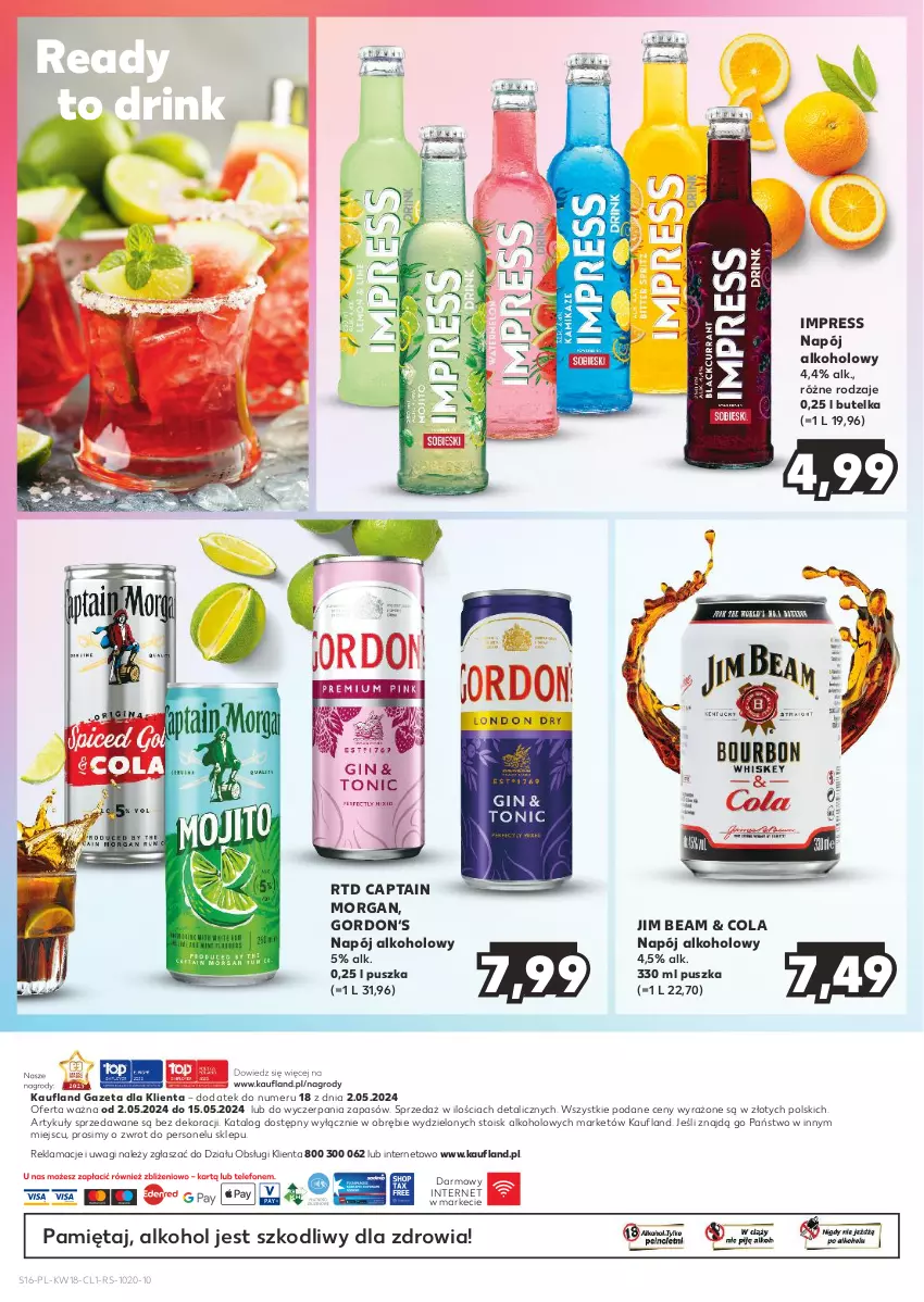 Gazetka promocyjna Kaufland - Barek Kauflandu - ważna 02.05 do 15.05.2024 - strona 16 - produkty: Captain Morgan, Jim Beam, Mięta, Napój, Wagi