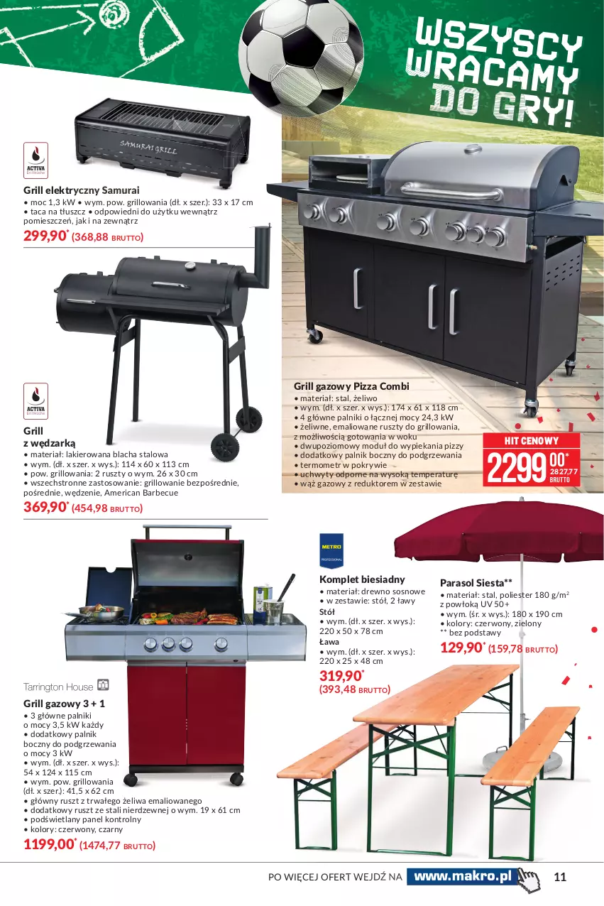 Gazetka promocyjna Makro - [Oferta specjalna] Sezon na grillowanie - ważna 18.05 do 07.06.2021 - strona 11 - produkty: Grill, Grill gazowy, Gry, Lakier, Parasol, Pizza, Por, Sok, Sos, Stół, Taca, Termometr, Uchwyty