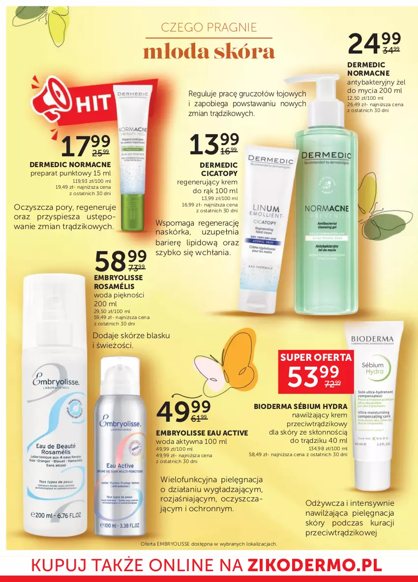 Gazetka promocyjna Ziko - Gazetka Ziko Dermo - ważna 06.04 do 19.04.2023 - strona 2 - produkty: Bioderma, Dermedic, Embryolisse, Krem do rąk, Pielęgnacja skóry, Por, Top, Woda