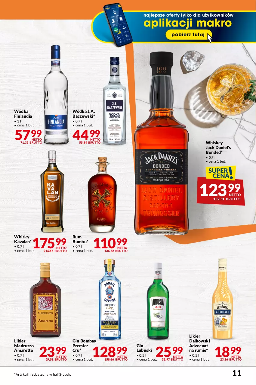 Gazetka promocyjna Makro - Najlepsze oferty - oferta z alkoholem - ważna 06.02 do 04.03.2024 - strona 11 - produkty: Advocaat, Finlandia, Gin, Likier, Rum, Whiskey, Whisky, Wódka