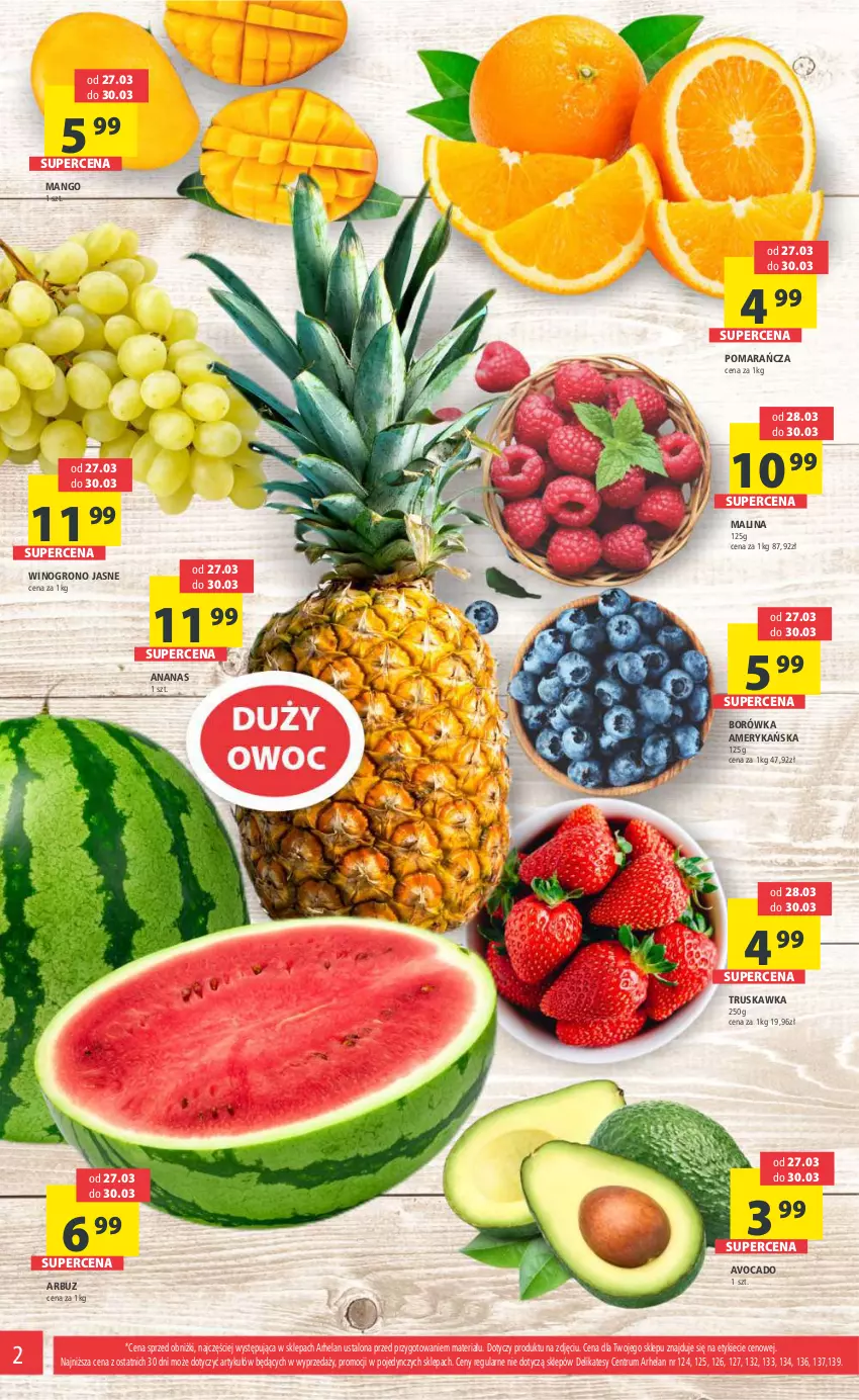 Gazetka promocyjna Arhelan - Gazetka - ważna 22.03 do 31.03.2024 - strona 2 - produkty: Ananas, Arbuz, Avocado, Borówka, Borówka amerykańska, Mango, Rum, Wino