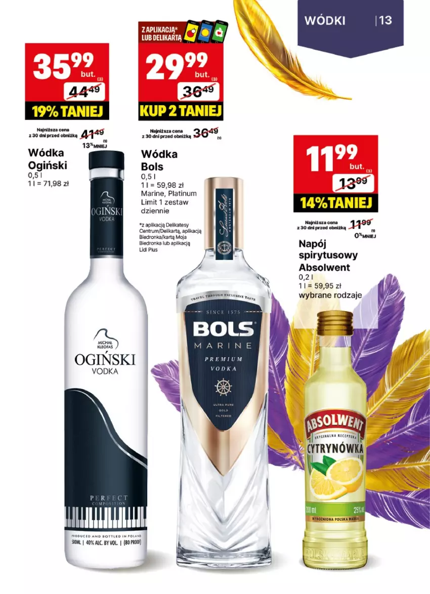 Gazetka promocyjna Delikatesy Centrum - DeliBarek DC02-DC03 - ważna 09.01 do 19.01.2025 - strona 13 - produkty: Bols, Dron, Ogiński, Wódka