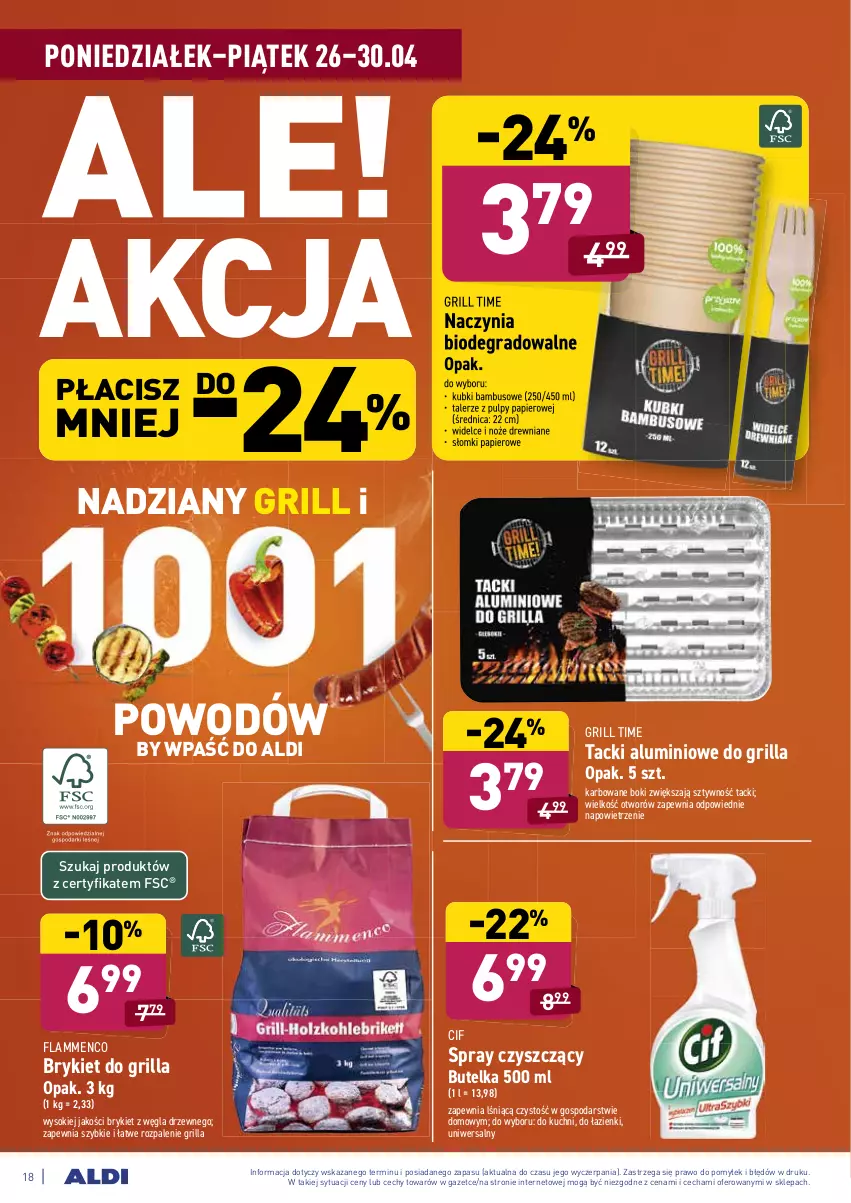 Gazetka promocyjna Aldi - ważna 26.04 do 30.04.2021 - strona 18 - produkty: Cif, Gra, Grill, Noż, Papier, Sok, Talerz