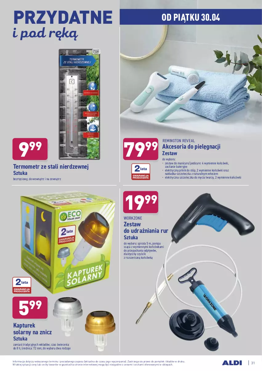 Gazetka promocyjna Aldi - ważna 26.04 do 30.04.2021 - strona 31 - produkty: Elektryczna szczoteczka, Pilnik, Remington, Silan, Szczoteczka, Termometr, Znicz