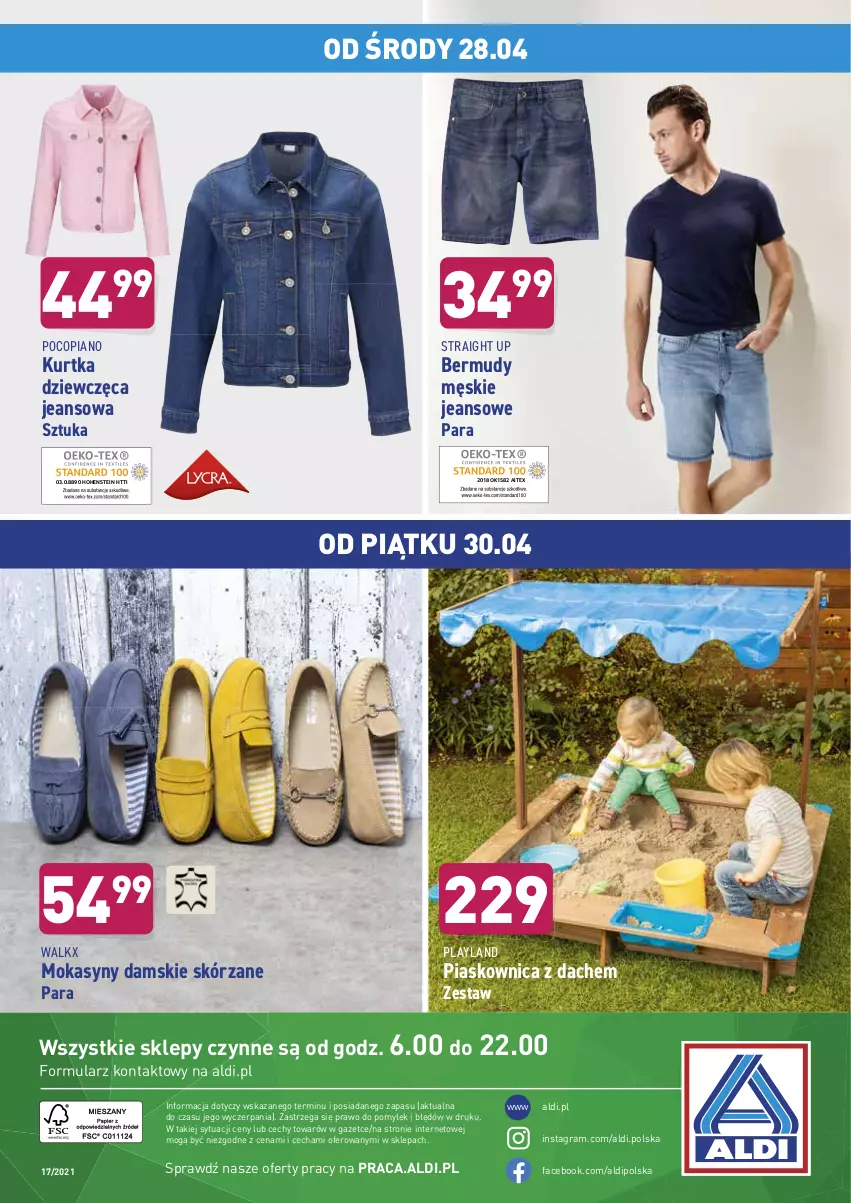 Gazetka promocyjna Aldi - ważna 26.04 do 30.04.2021 - strona 36 - produkty: Bermudy, Fa, Gra, Kurtka, Mokasyny, Pocopiano