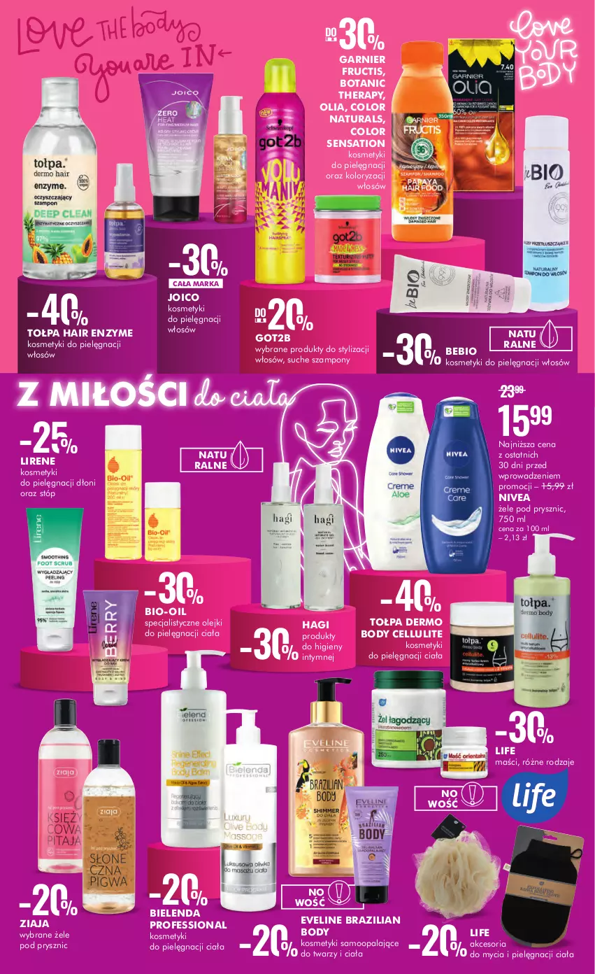 Gazetka promocyjna Super Pharm - Gazetka - ważna 16.08 do 30.08.2023 - strona 4 - produkty: Bielenda, Bio-Oil, Body, Eveline, Fructis, Garnier, Got2b, Kosmetyki do pielęgnacji, Lirene, Nivea, Olej, Sati, Szampon, Tołpa, Ziaja