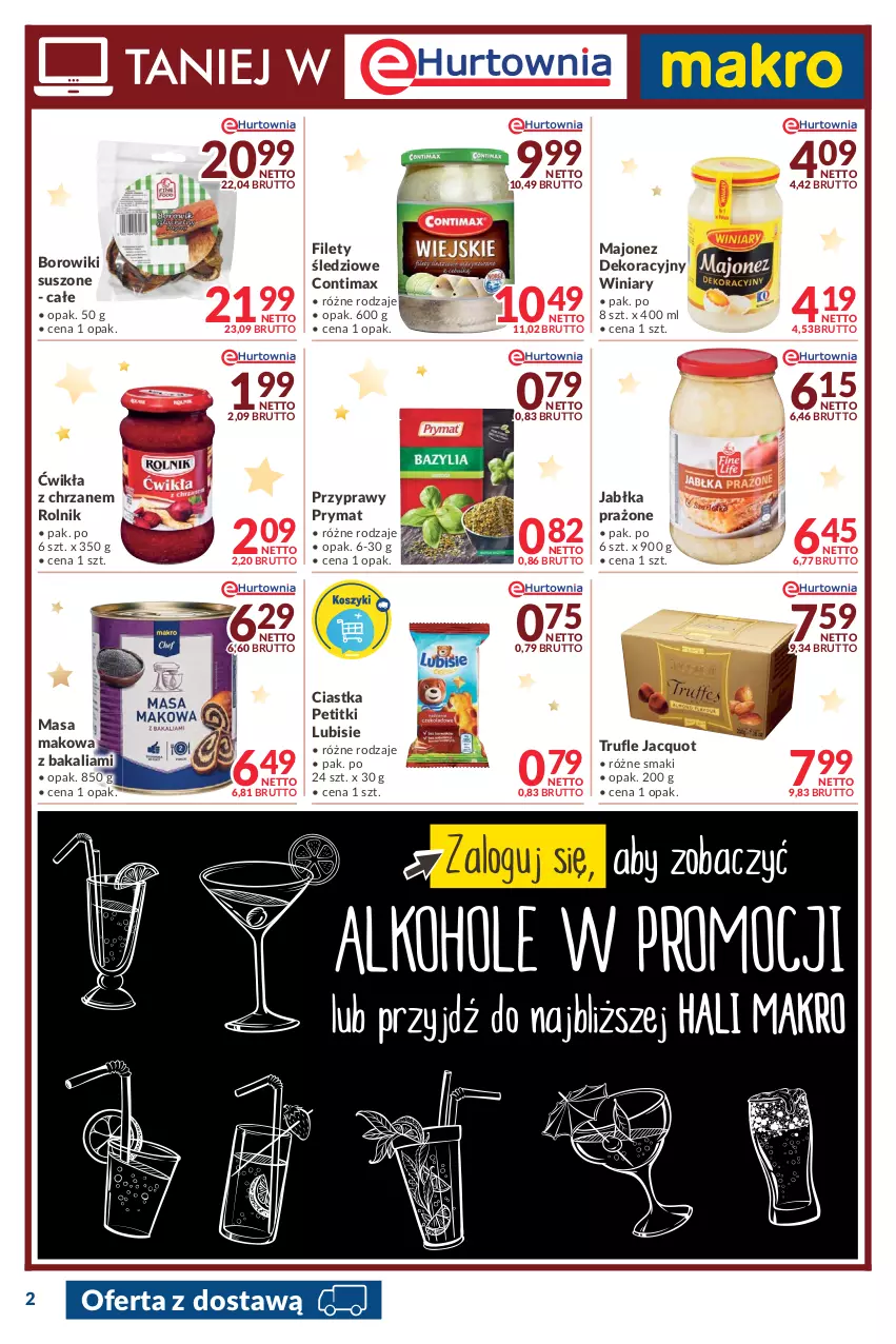 Gazetka promocyjna Makro - [Oferta promocyjna] Dostawa - ważna 14.12 do 24.12.2021 - strona 2 - produkty: Borowiki, Chrzan, Ciastka, Jabłka, Jabłka prażone, Lubisie, Majonez, Prymat, Przyprawy, Rolnik, Winiary