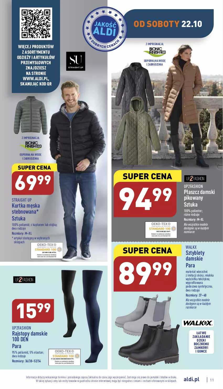 Gazetka promocyjna Aldi - Katalog moda i dom - ważna 19.10 do 22.10.2022 - strona 11 - produkty: Fa, Kurtka, Płaszcz, Por, Rajstopy, Sztyblety, Top