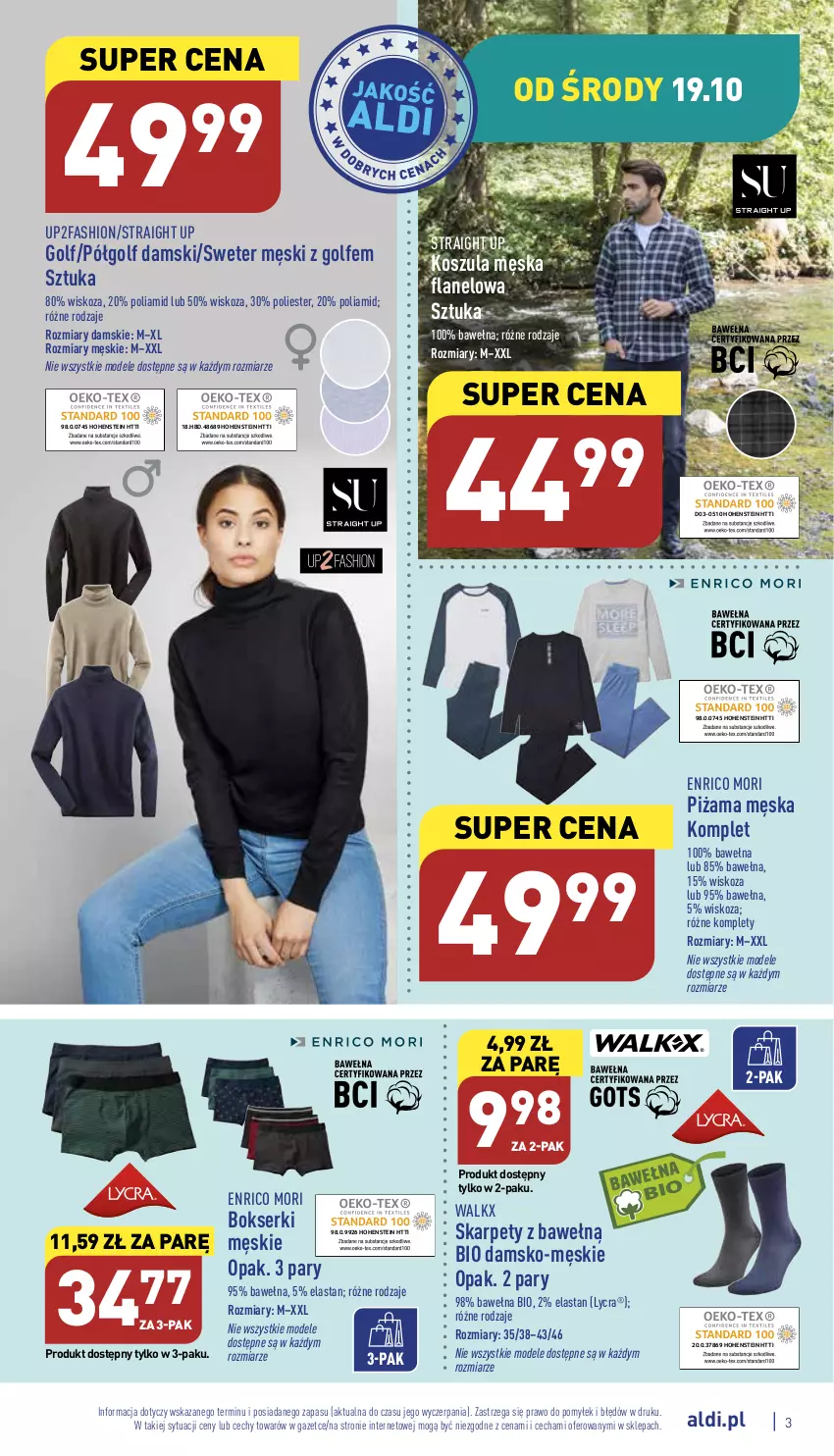 Gazetka promocyjna Aldi - Katalog moda i dom - ważna 19.10 do 22.10.2022 - strona 3 - produkty: Bokserki, Fa, Karp, Kosz, Koszula, Piżama, Ser, Sweter, Wełna