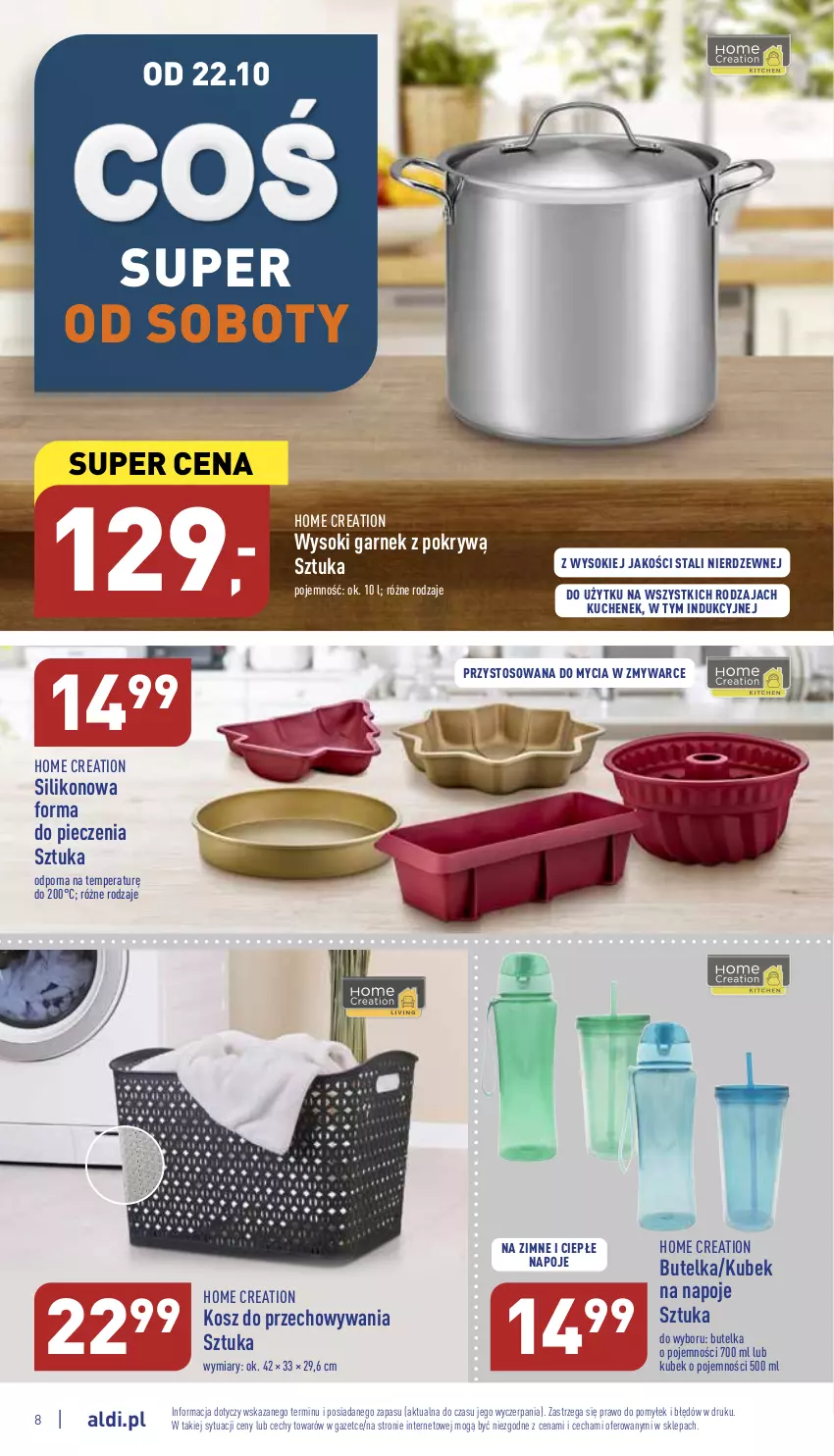 Gazetka promocyjna Aldi - Katalog moda i dom - ważna 19.10 do 22.10.2022 - strona 8 - produkty: Forma do pieczenia, Garnek, Garnek z pokrywą, Kosz, Kubek, Napoje, Piec, Por, Sok