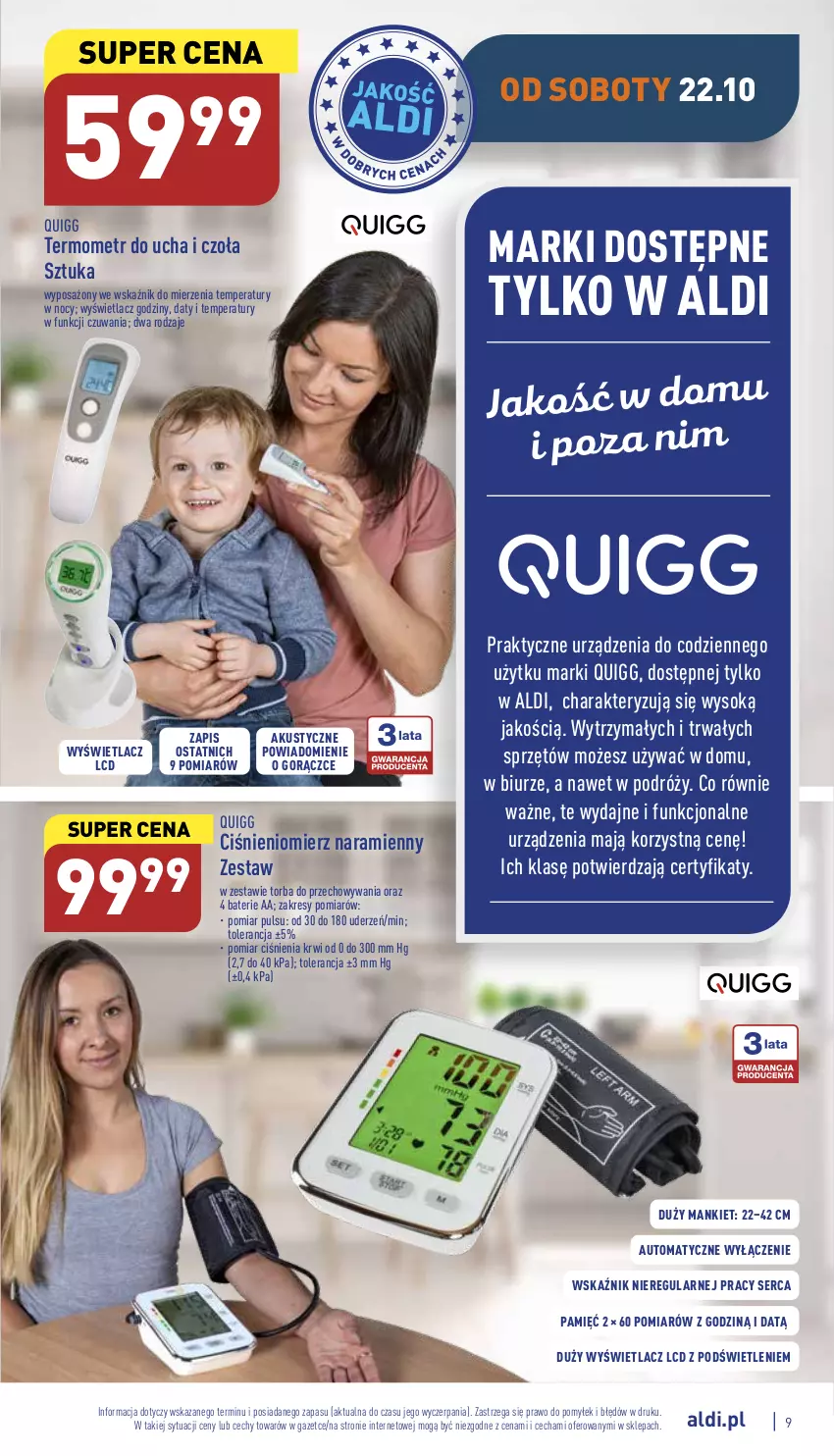 Gazetka promocyjna Aldi - Katalog moda i dom - ważna 19.10 do 22.10.2022 - strona 9 - produkty: Ciśnieniomierz, Ser, Sok, Termometr, Torba