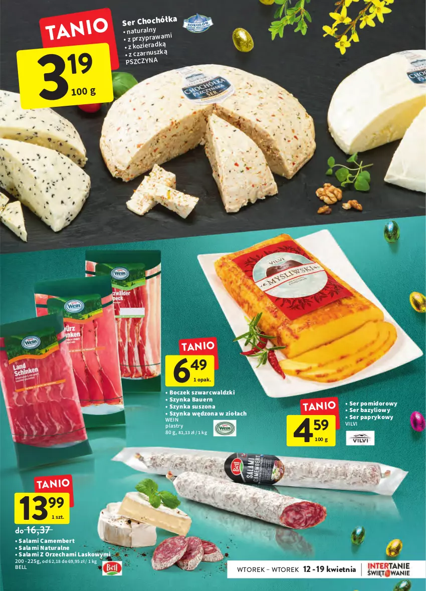 Gazetka promocyjna Intermarche - Wielkanoc - ważna 12.04 do 19.04.2022 - strona 17 - produkty: Bazyl, Bell, Boczek, Camembert, Salami, Ser, Szynka