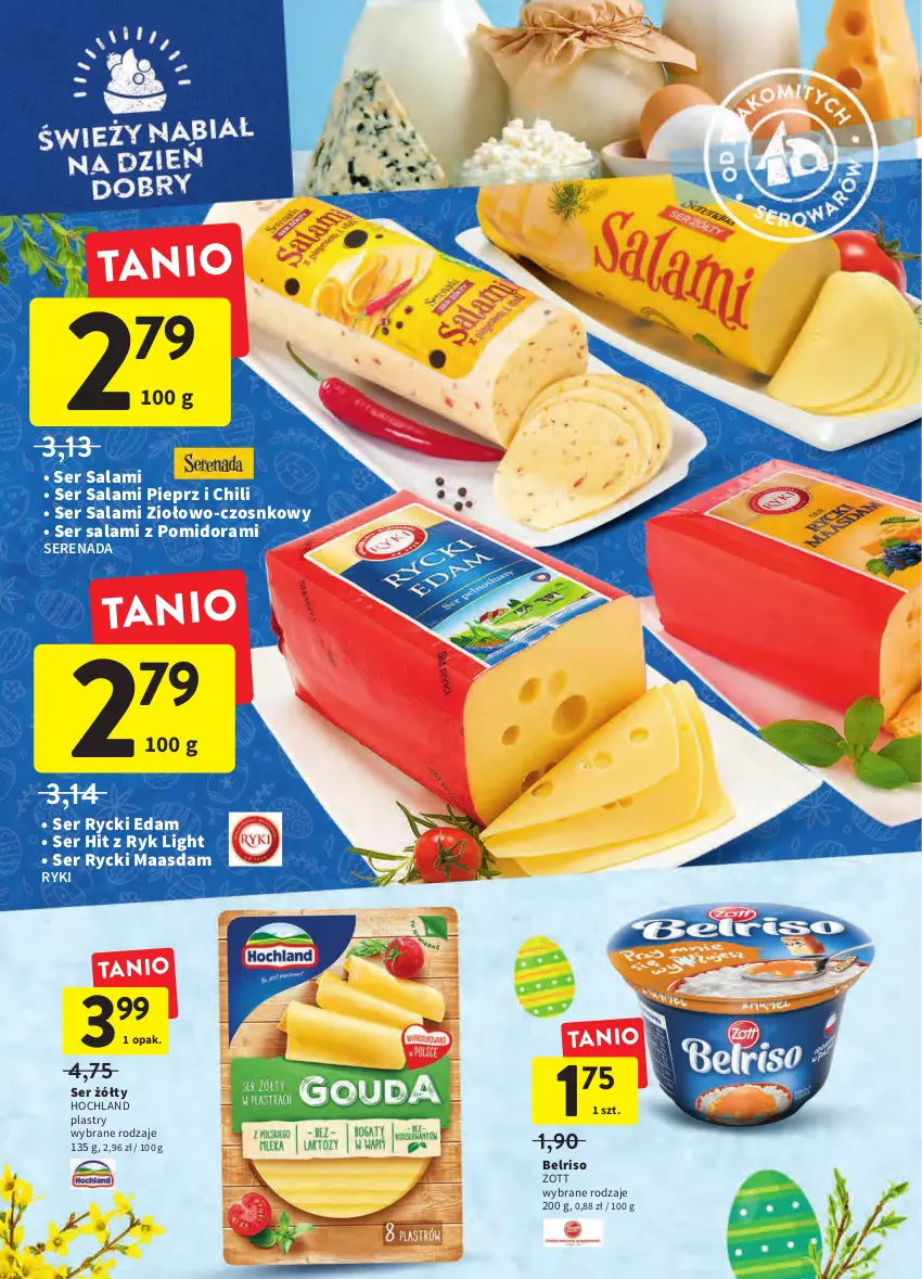 Gazetka promocyjna Intermarche - Wielkanoc - ważna 12.04 do 19.04.2022 - strona 32 - produkty: Belriso, Edam, Hochland, Maasdam, Pieprz, Rycki Edam, Salami, Ser, Ser salami, Zott