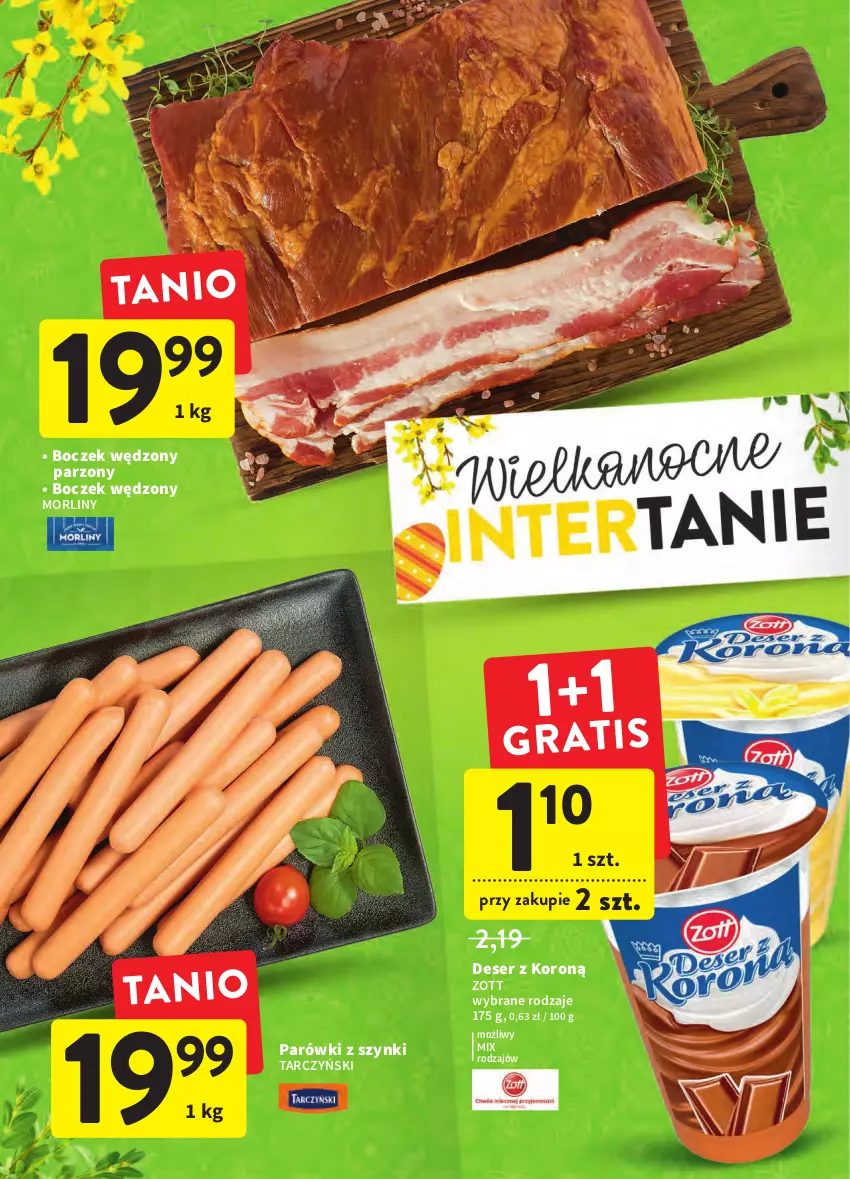 Gazetka promocyjna Intermarche - Wielkanoc - ważna 12.04 do 19.04.2022 - strona 8 - produkty: Boczek, Deser, Morliny, Parówki, Parówki z szynki, Ser, Tarczyński, Zott