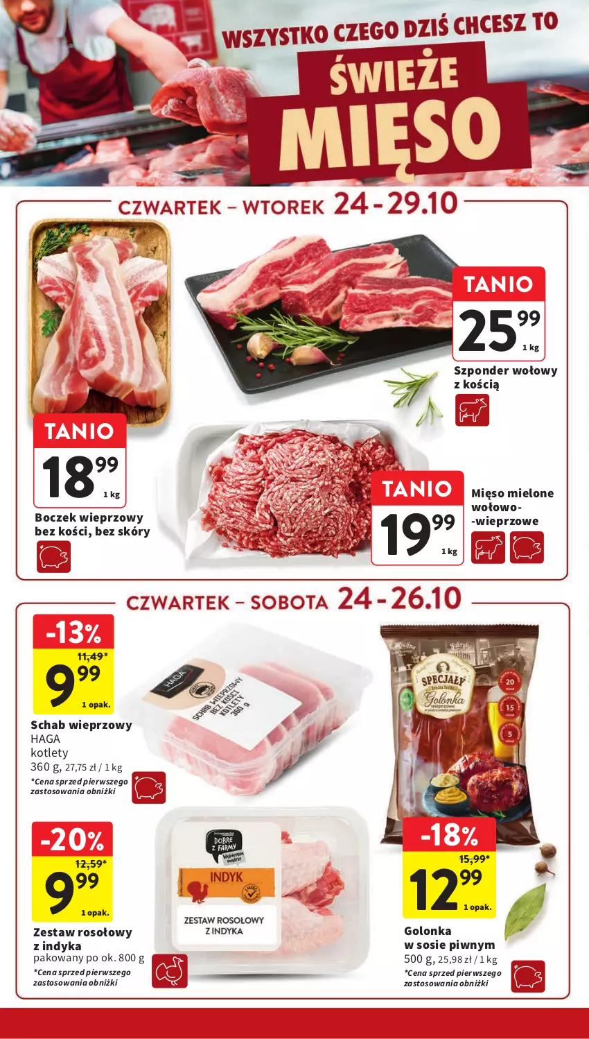 Gazetka promocyjna Intermarche - Gazetka Intermarche - ważna 24.10 do 29.10.2024 - strona 16 - produkty: Boczek, Boczek wieprzowy, Kotlet, Mięso, Mięso mielone, Schab wieprzowy, Sos, Szponder wołowy