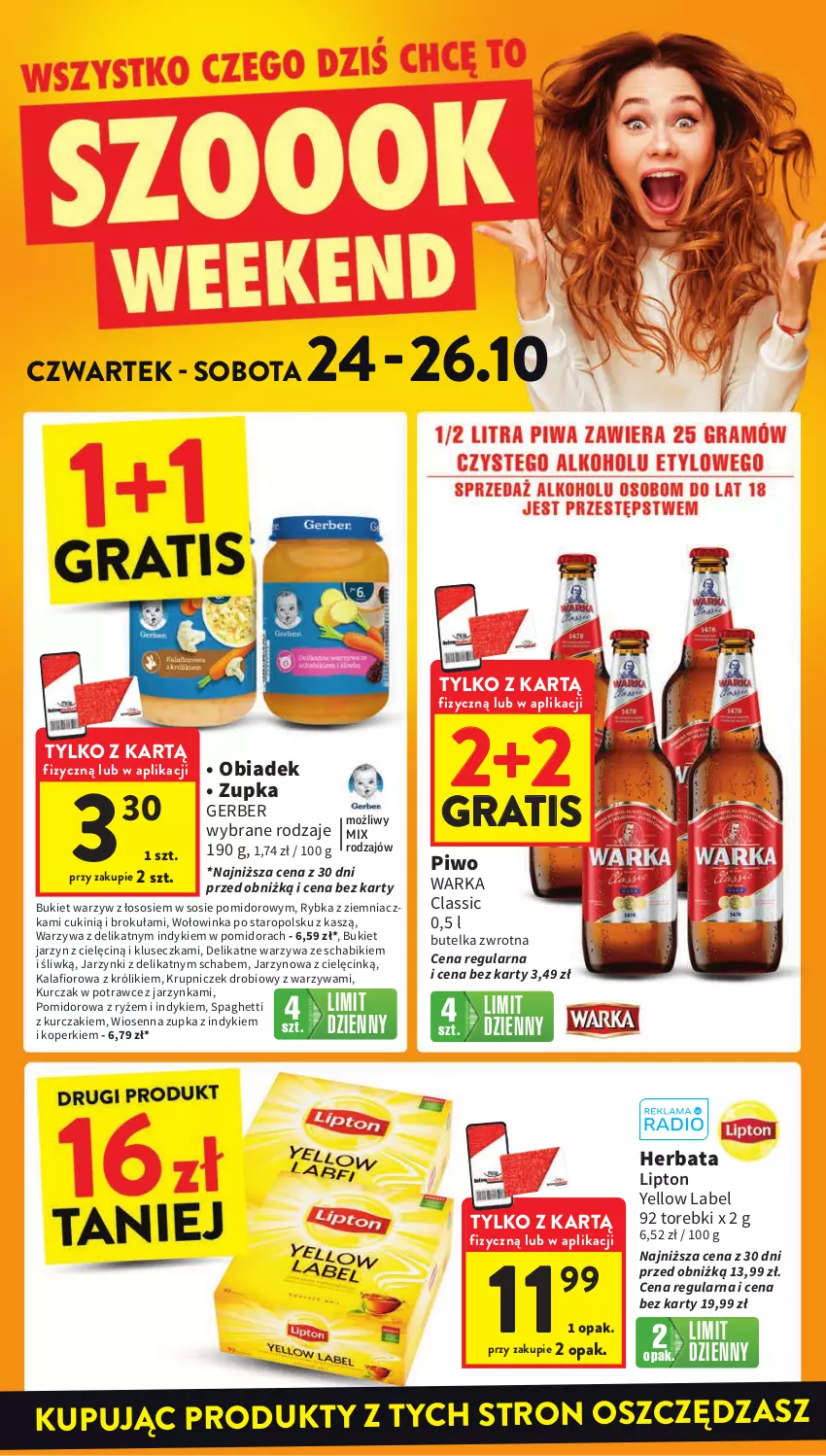 Gazetka promocyjna Intermarche - Gazetka Intermarche - ważna 24.10 do 29.10.2024 - strona 2 - produkty: Bukiet, Bukiet warzyw, Gerber, Gra, Herbata, Inka, Kalafior, Królik, Kurczak, Lipton, Piwo, Ryż, Sos, Spaghetti, Warka, Warzywa