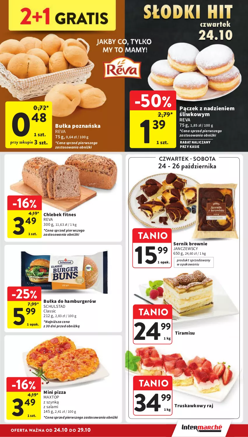 Gazetka promocyjna Intermarche - Gazetka Intermarche - ważna 24.10 do 29.10.2024 - strona 21 - produkty: Brownie, Bułka, Burger, Chleb, Hamburger, Pączek, Pizza, Salami, Ser, Top