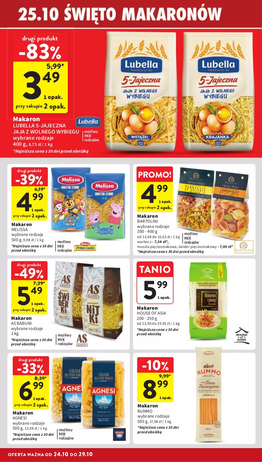 Gazetka promocyjna Intermarche - Gazetka Intermarche - ważna 24.10 do 29.10.2024 - strona 28 - produkty: Babuni, Bell, Bella, House of Asia, Jaja, Jaja z wolnego wybiegu, Koc, Lubella, Makaron, Mus, Rum