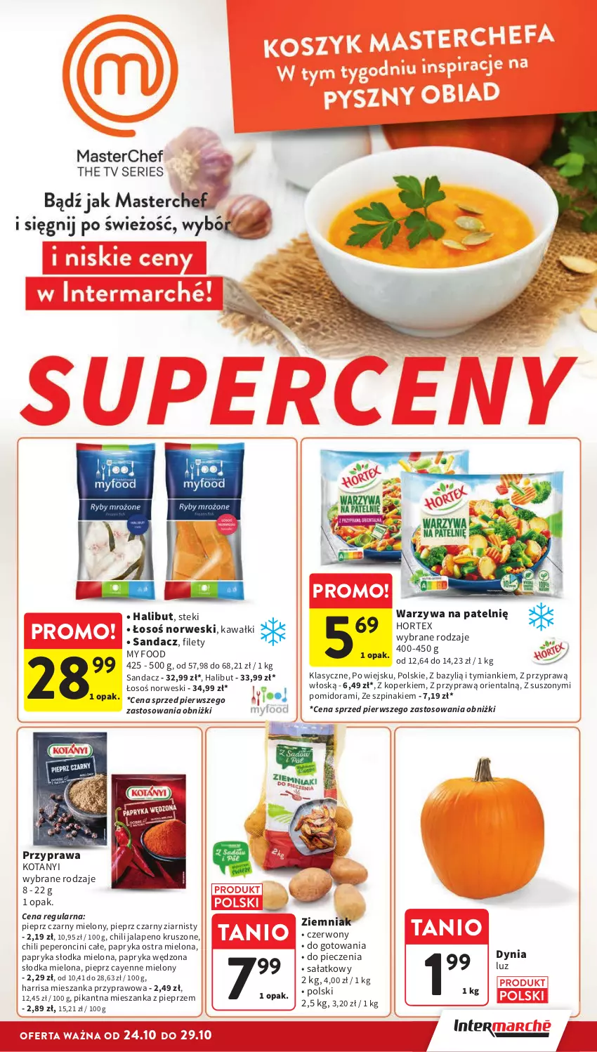 Gazetka promocyjna Intermarche - Gazetka Intermarche - ważna 24.10 do 29.10.2024 - strona 41 - produkty: Bazyl, Halibut, Hortex, Kawa, Papryka, Papryka słodka, Papryka wędzona, Piec, Pieprz, Sałat, Sandacz, Stek, Szpinak, Warzywa