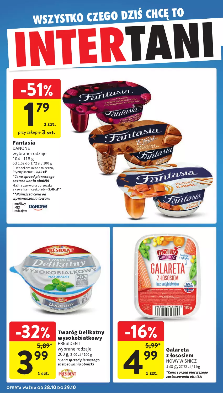 Gazetka promocyjna Intermarche - Gazetka Intermarche - ważna 24.10 do 29.10.2024 - strona 42 - produkty: Czekolada, Czekolada mleczna, Danone, E. Wedel, Fa, Fanta, Gala, Kawa, Por, Sok, Sos, Twaróg, Twaróg delikatny