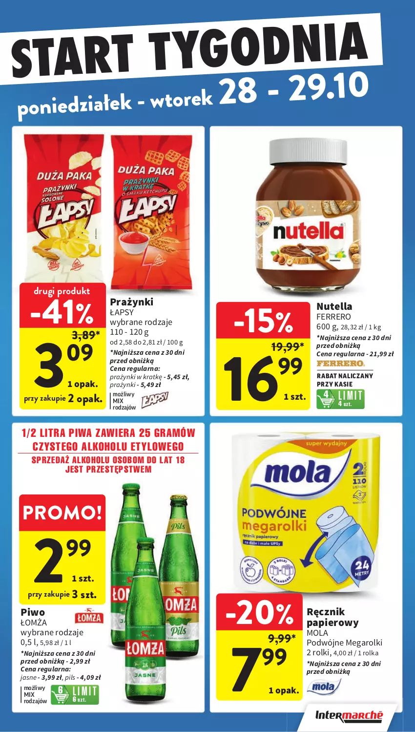 Gazetka promocyjna Intermarche - Gazetka Intermarche - ważna 24.10 do 29.10.2024 - strona 43 - produkty: Ferrero, Gra, Mola, Nutella, Papier, Piwa, Piwo, Ręcznik, Rolki