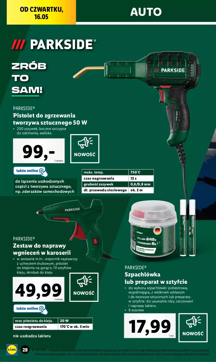 Gazetka promocyjna Lidl - GAZETKA - ważna 13.05 do 18.05.2024 - strona 34 - produkty: Klej, Lakier, Parkside, Pistolet, Por, Ser, Szczypce, Walizka