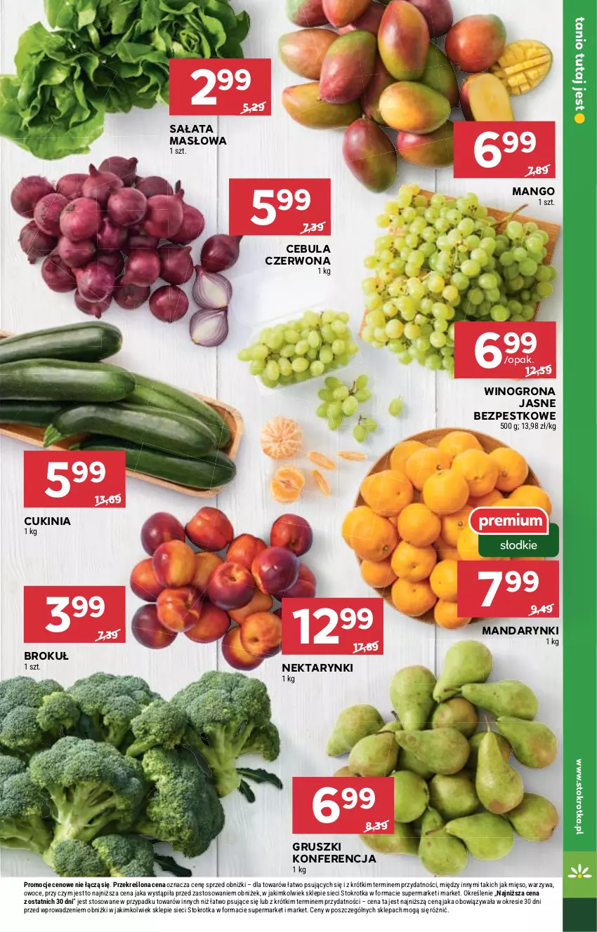 Gazetka promocyjna Stokrotka - Supermarket - ważna 11.04 do 17.04.2024 - strona 7 - produkty: Cebula, Cebula czerwona, Gruszki, Mandarynki, Mango, Masło, Mięso, Nektar, Owoce, Sałat, Sałata masłowa, Warzywa, Wino, Winogrona