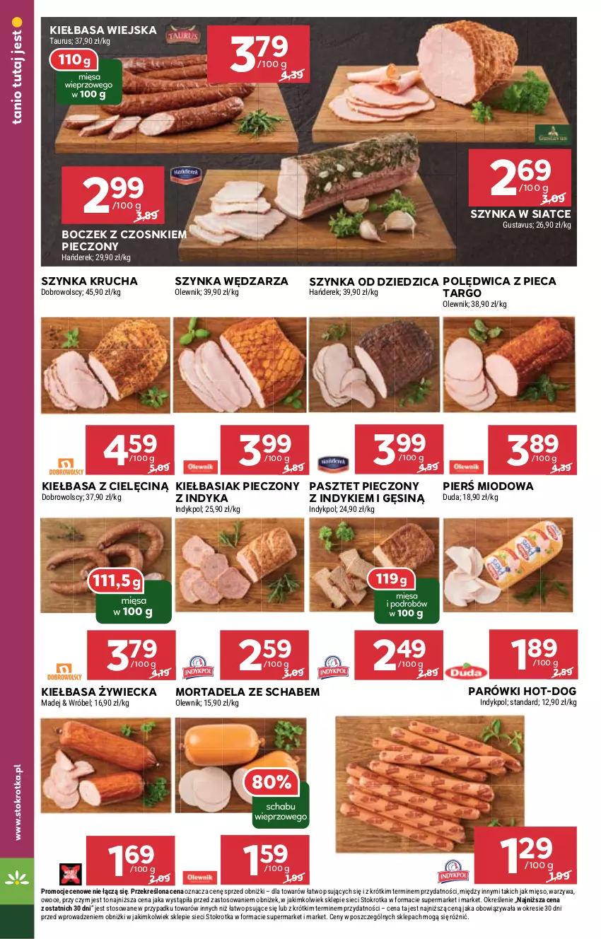 Gazetka promocyjna Stokrotka - Supermarket - ważna 11.04 do 17.04.2024 - strona 8 - produkty: Basia, Boczek, Duda, Kiełbasa, Kiełbasa wiejska, Mięso, Olewnik, Owoce, Parówki, Pasztet, Piec, Polędwica, Szynka, Warzywa