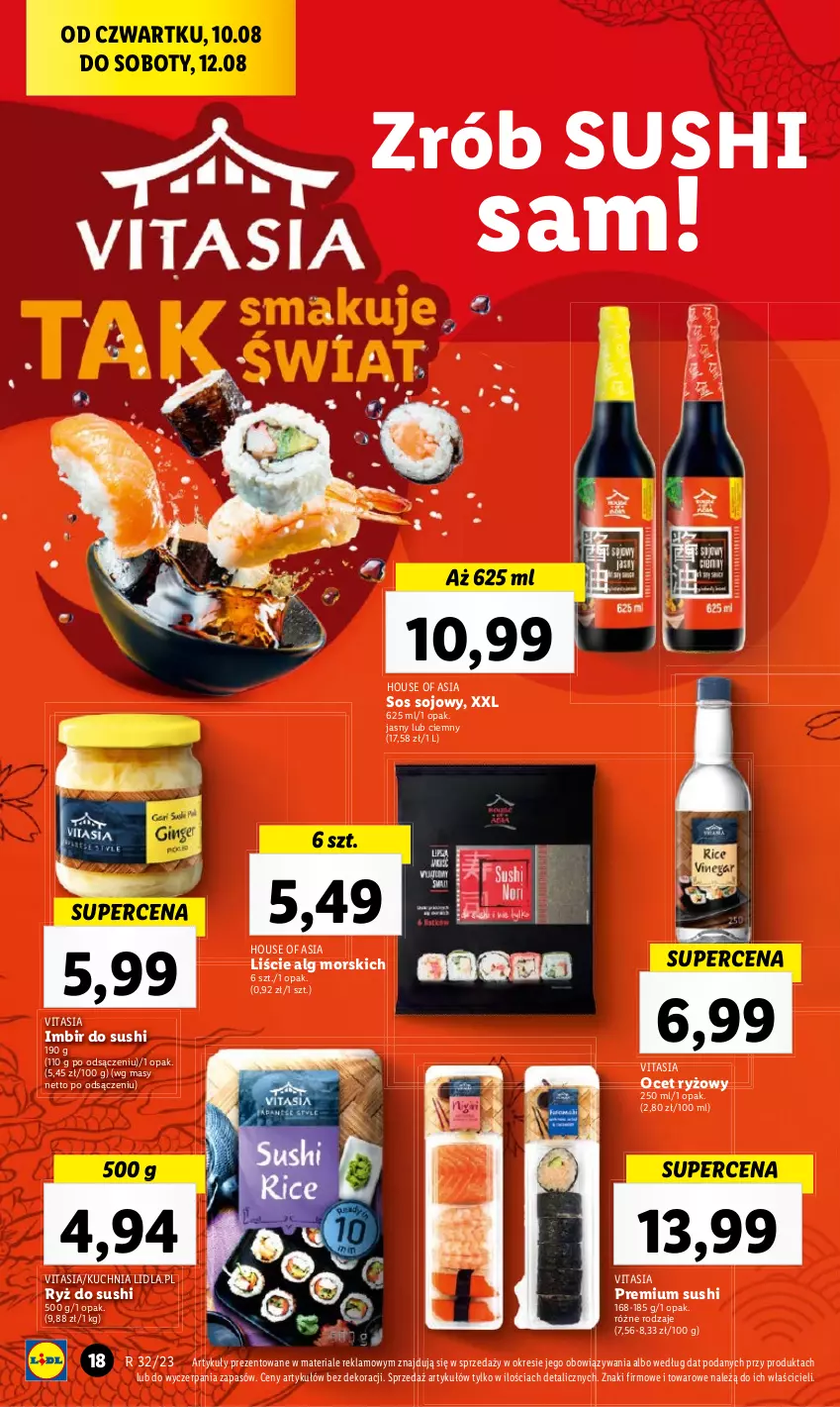 Gazetka promocyjna Lidl - GAZETKA - ważna 10.08 do 12.08.2023 - strona 38 - produkty: House of Asia, Imbir, Kuchnia, LG, Ocet, Ocet ryżowy, Ryż, Ryż do sushi, Sos, Sos sojowy, Sushi