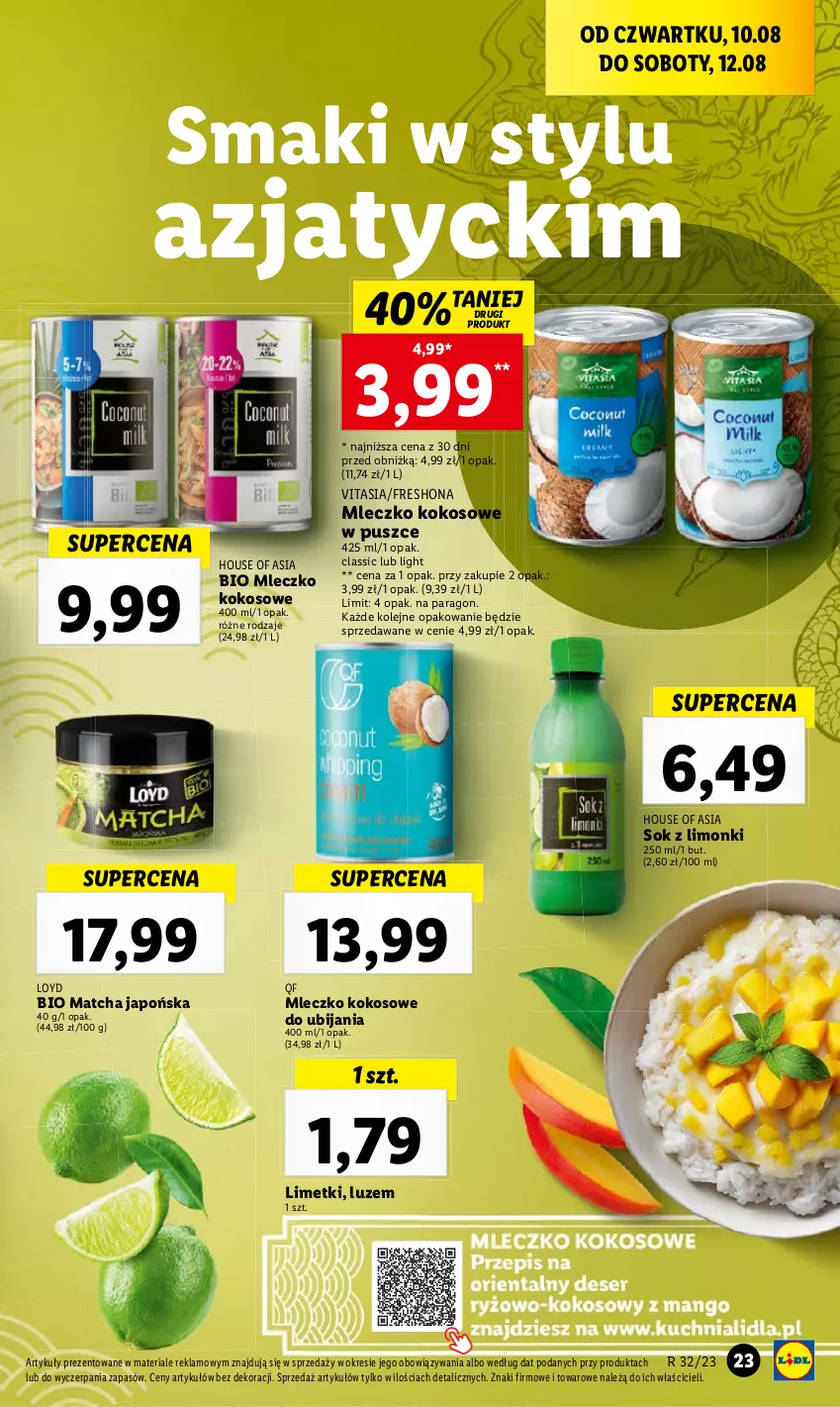 Gazetka promocyjna Lidl - GAZETKA - ważna 10.08 do 12.08.2023 - strona 43 - produkty: House of Asia, Kokos, Loyd, Mleczko, Olej, Sok