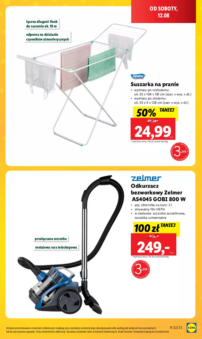 Gazetka promocyjna Lidl - GAZETKA - ważna 10.08 do 12.08.2023 - strona 81 - produkty: Odkurzacz, Por, Rura, Suszarka, Suszarka na pranie, Szczotka, Teleskop, Zelmer