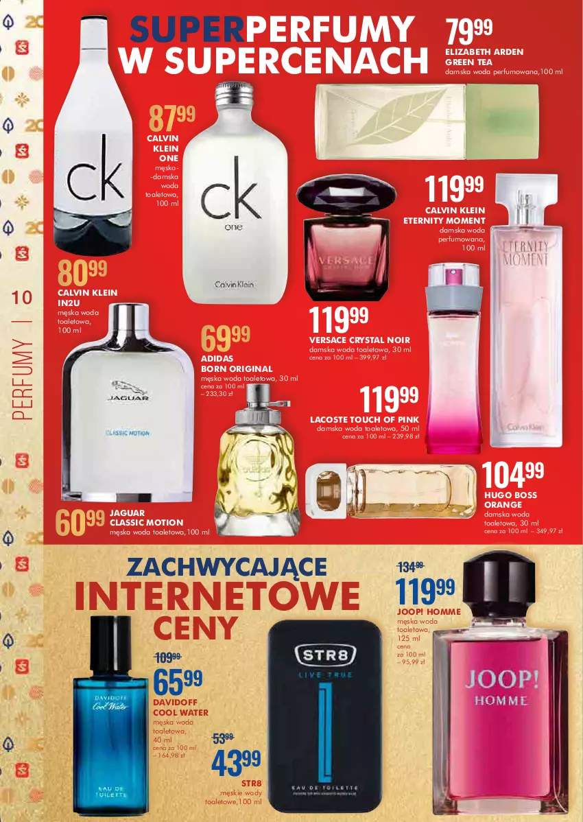 Gazetka promocyjna Super Pharm - Gazetka - ważna 11.05 do 19.05.2021 - strona 10 - produkty: Adidas, Calvin Klein, Davidoff, Elizabeth Arden, Gin, Hugo Boss, Jaguar, JOOP!, Lacoste, Perfum, Str8, Versace, Woda, Woda perfumowana, Woda toaletowa