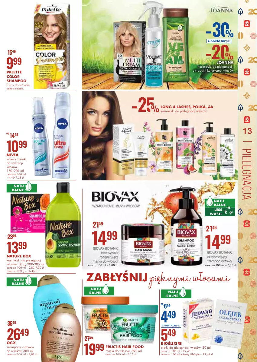 Gazetka promocyjna Super Pharm - Gazetka - ważna 11.05 do 19.05.2021 - strona 13 - produkty: Fa, Fructis, Joanna, Kosmetyki do pielęgnacji, Lakier, Long 4 Lashes, Nature Box, Nivea, Olej, Palette, Szampon