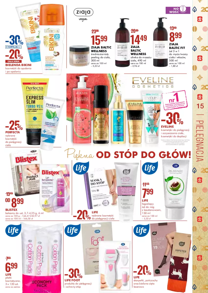 Gazetka promocyjna Super Pharm - Gazetka - ważna 11.05 do 19.05.2021 - strona 15 - produkty: Bielenda, Bielizna, Bikini, Eveline, Karp, Kosmetyki do pielęgnacji, Peeling, Perfecta, Płatki kosmetyczne, Pończochy, Ser, Skarpetki, Ziaja