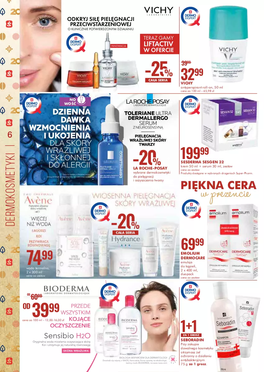 Gazetka promocyjna Super Pharm - Gazetka - ważna 11.05 do 19.05.2021 - strona 6 - produkty: Antyperspirant, Emolium, Emulsja, Emulsja do kąpieli, Kosmetyki do pielęgnacji, La Roche-Posay, Rum, Seboradin, Ser, Serum, Sesderma, Vichy, Woda