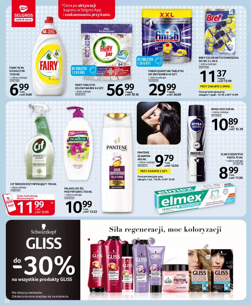 Gazetka promocyjna Selgros - Oferta spożywcza - ważna 08.07 do 21.07.2021 - strona 22 - produkty: Bref, Cif, Elmex, Fa, Fairy, Finish, LG, Nivea, Palmolive, Pantene, Szampon, Tablet, Zawieszka do wc