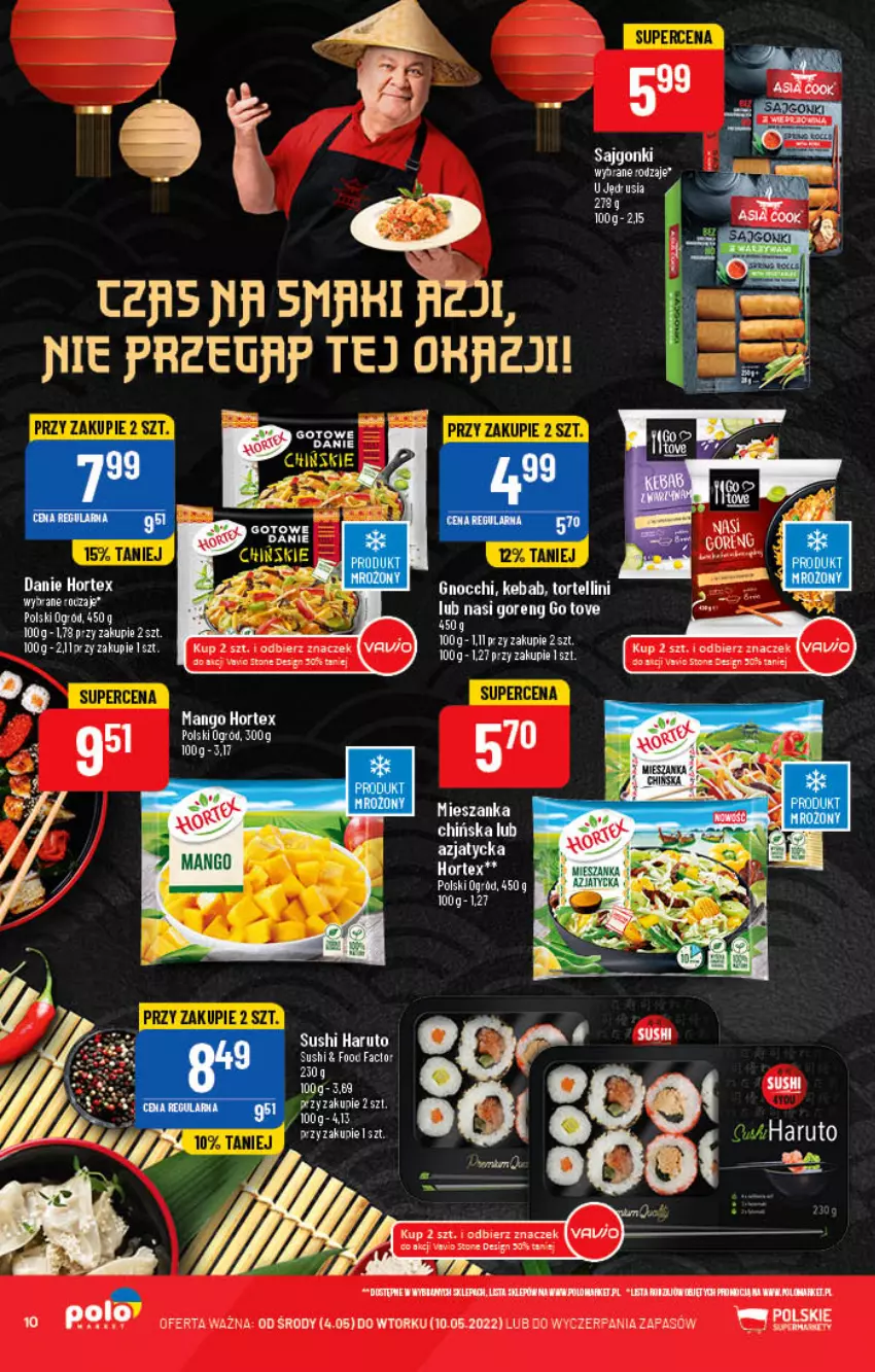 Gazetka promocyjna PoloMarket - Gazetka pomocyjna - ważna 04.05 do 10.05.2022 - strona 10 - produkty: Fa, Gnocchi, Hortex, Kebab, Mango, Sajgonki, Sushi