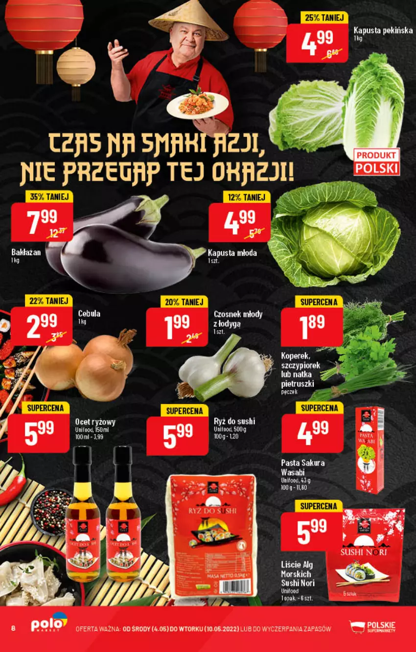 Gazetka promocyjna PoloMarket - Gazetka pomocyjna - ważna 04.05 do 10.05.2022 - strona 8 - produkty: Czosnek, LG, Ryż, Sushi, Wasa