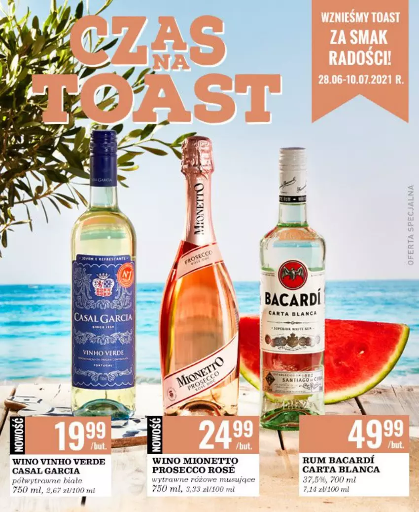 Gazetka promocyjna Biedronka - Czas na Toast - ważna 28.06 do 10.07.2021 - strona 1 - produkty: Bacardi, Mionetto, Mus, Prosecco, Rum, Wino