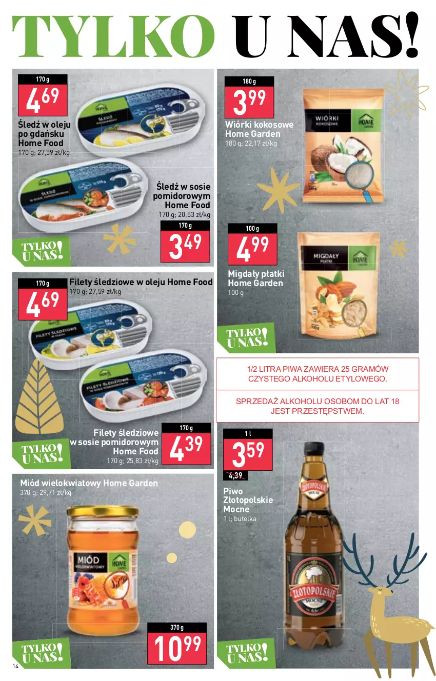 Gazetka promocyjna Stokrotka - Supermarket - ważna 22.12 do 28.12.2022 - strona 14 - produkty: Gra, Kokos, Migdały, Miód, Olej, Piwa, Piwo, Sos, Top, Wiórki kokosowe