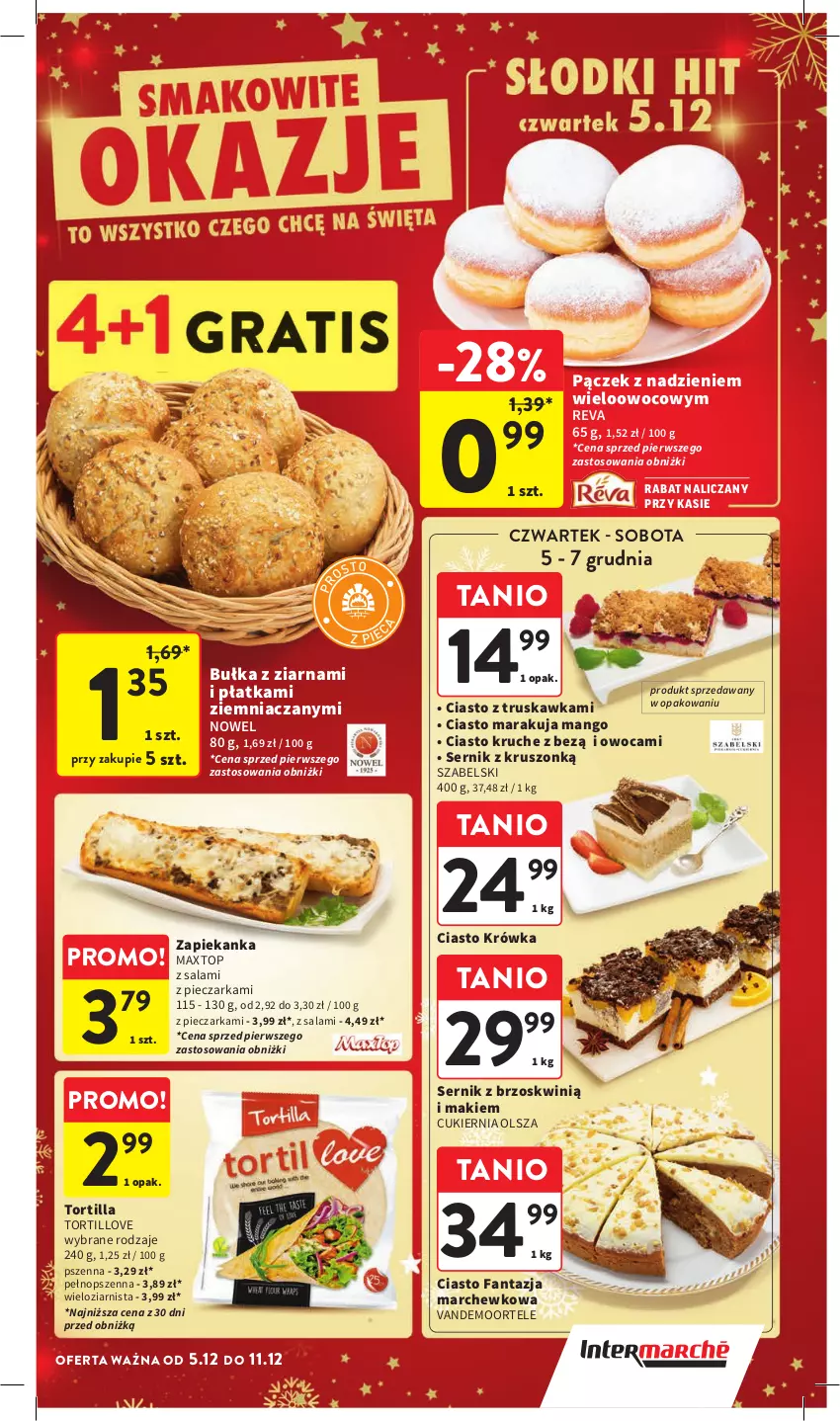 Gazetka promocyjna Intermarche - Gazetka Intermarche - ważna 05.12 do 11.12.2024 - strona 19 - produkty: Bułka, Cukier, Fa, Fanta, Mango, Pączek, Piec, Pieczarka, Salami, Ser, Top, Tortilla, Zapiekanka