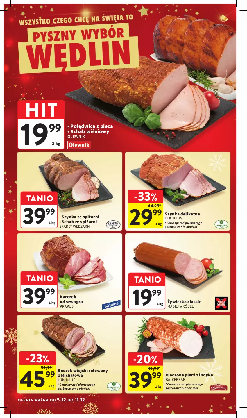 Gazetka promocyjna Intermarche - Gazetka Intermarche - ważna 05.12 do 11.12.2024 - strona 20 - produkty: Boczek, Gra, Krakus, Madej Wróbel, Olewnik, Piec, Polędwica, Szynka