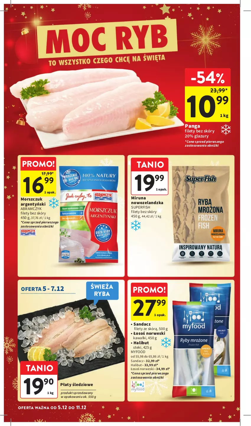 Gazetka promocyjna Intermarche - Gazetka Intermarche - ważna 05.12 do 11.12.2024 - strona 22 - produkty: Halibut, Kawa, Lazur, Miruna, Panga, Płaty śledziowe, Ryba, Sandacz, Sandacz filet, Stek