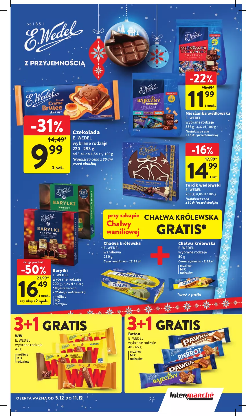 Gazetka promocyjna Intermarche - Gazetka Intermarche - ważna 05.12 do 11.12.2024 - strona 29 - produkty: Baryłki, Baton, Chałwa, Czekolada, E. Wedel, Gra, Mieszanka wedlowska