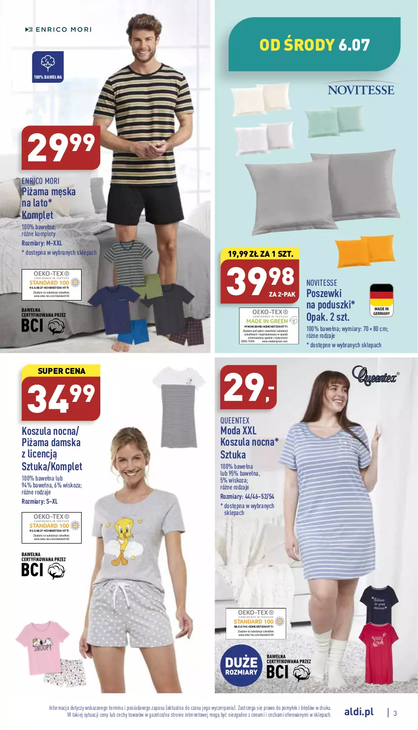 Gazetka promocyjna Aldi - Zaplanuj zakupy wcześniej - ważna 04.07 do 09.07.2022 - strona 3 - produkty: Kosz, Koszula, Koszula nocna, Moda, Piżama, Queentex, Wełna